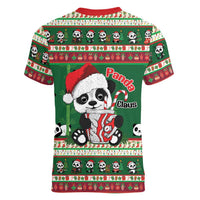 Cute Panda Claus Christmas Women V-Neck T-Shirt Panda Santa Claus - Wonder Print Shop
