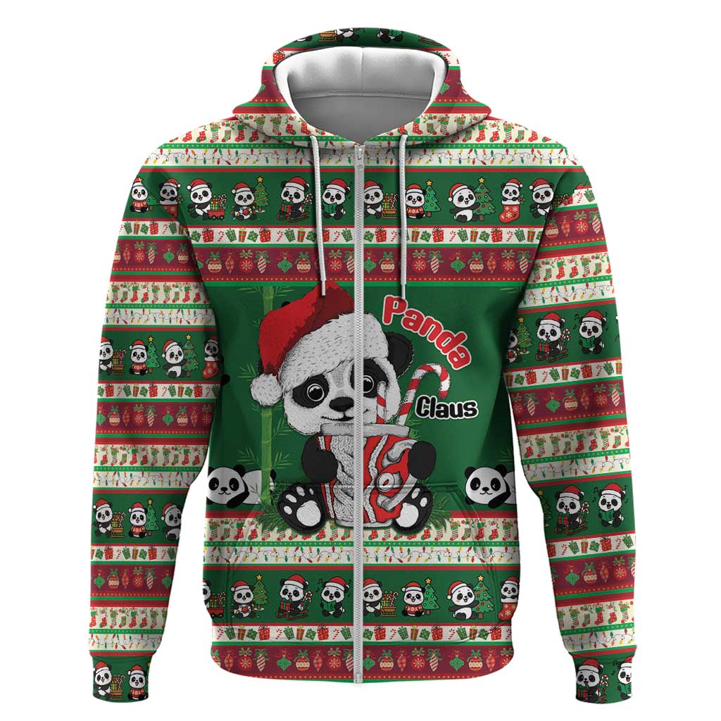 Cute Panda Claus Christmas Zip Hoodie Panda Santa Claus - Wonder Print Shop