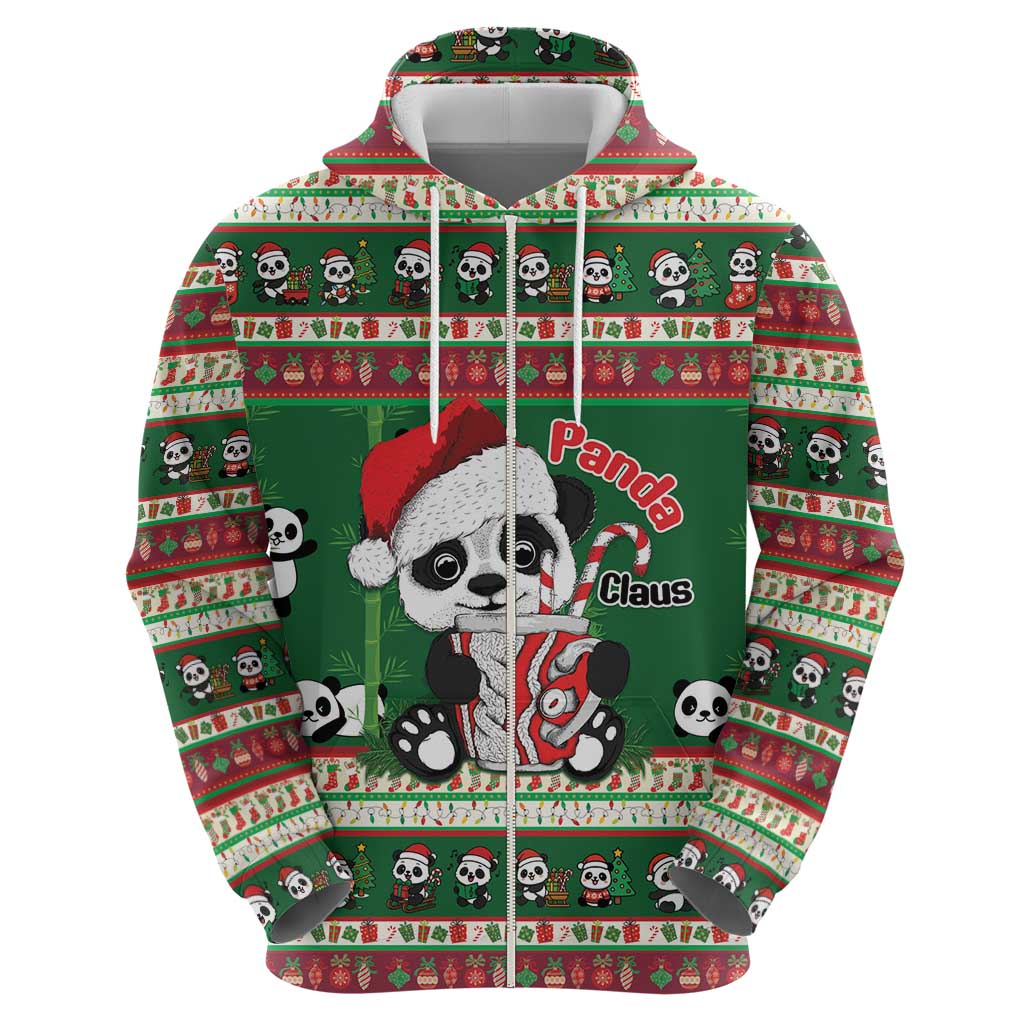 Cute Panda Claus Christmas Zip Hoodie Panda Santa Claus - Wonder Print Shop