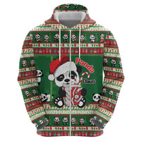 Cute Panda Claus Christmas Zip Hoodie Panda Santa Claus - Wonder Print Shop