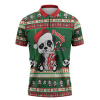 Cute Panda Claus Christmas Zipper Polo Shirt Panda Santa Claus - Wonder Print Shop