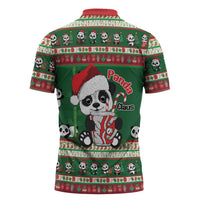 Cute Panda Claus Christmas Zipper Polo Shirt Panda Santa Claus - Wonder Print Shop