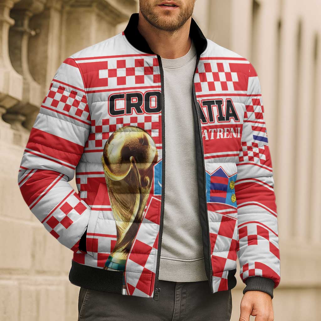 Custom World Football Croatia 2026 Bomber Puffer Jacket Vatreni Hrabar Broj - Wonder Print Shop