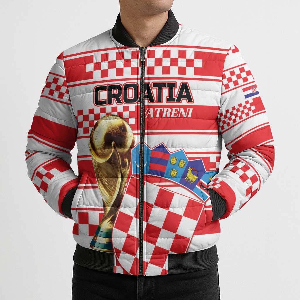 Custom World Football Croatia 2026 Bomber Puffer Jacket Vatreni Hrabar Broj - Wonder Print Shop