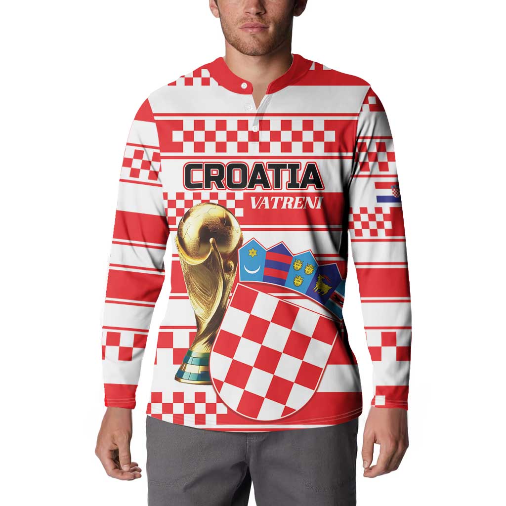 Custom World Football Croatia 2026 Button Sweatshirt Vatreni Hrabar Broj - Wonder Print Shop