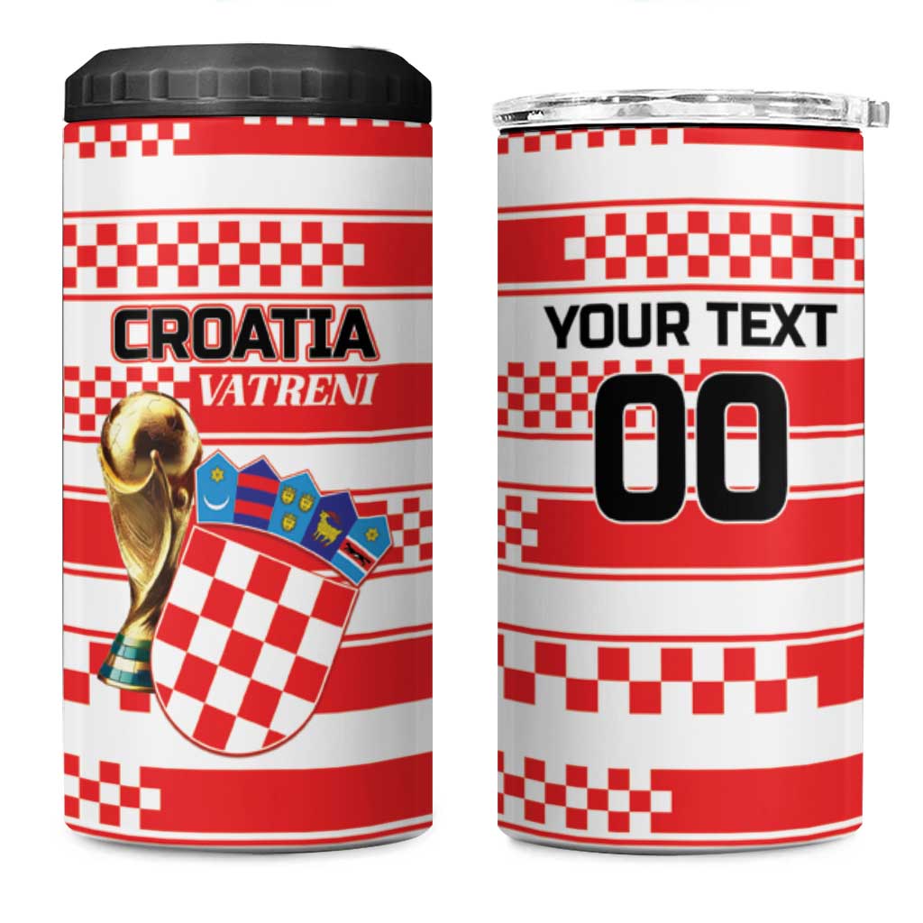 Custom World Football Croatia 2026 4 in 1 Can Cooler Tumbler Vatreni Hrabar Broj - Wonder Print Shop