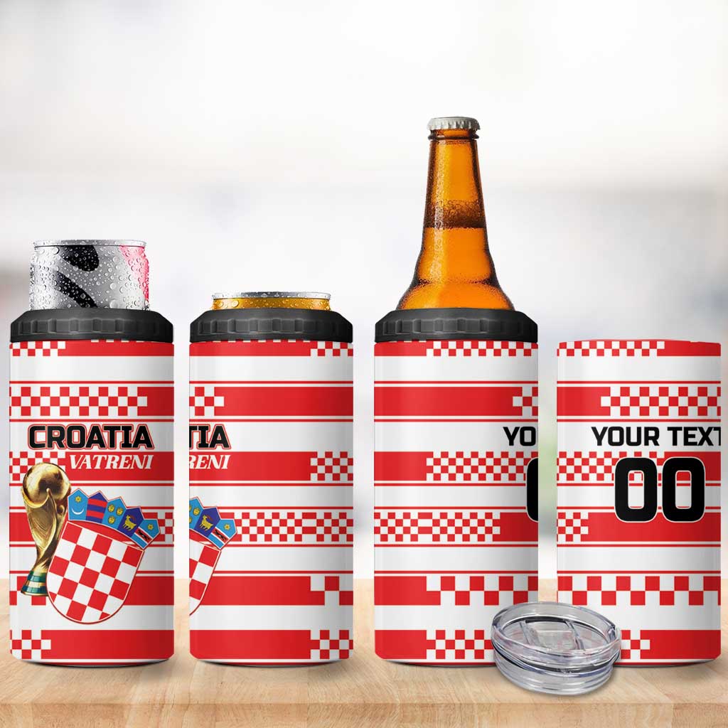 Custom World Football Croatia 2026 4 in 1 Can Cooler Tumbler Vatreni Hrabar Broj - Wonder Print Shop
