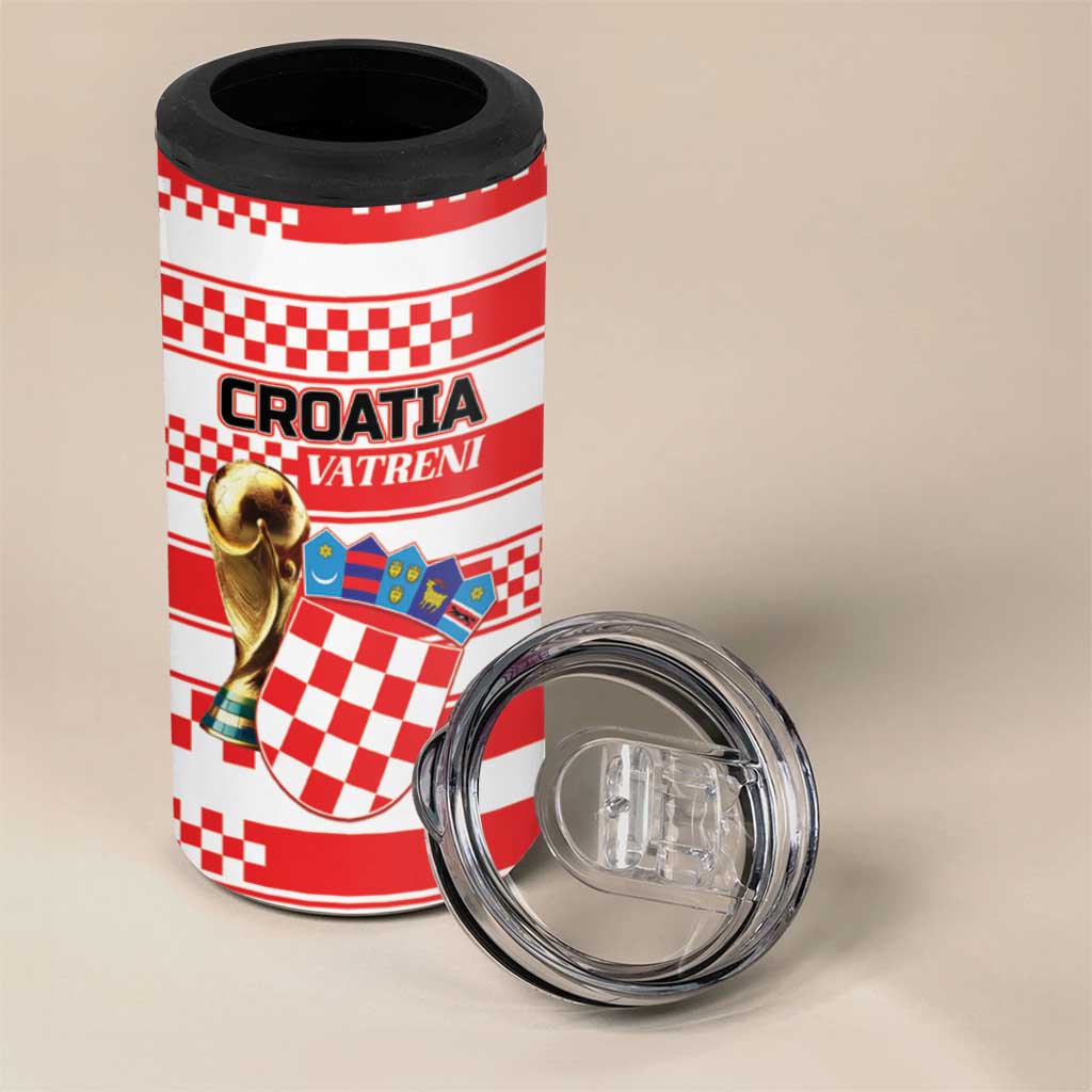 Custom World Football Croatia 2026 4 in 1 Can Cooler Tumbler Vatreni Hrabar Broj - Wonder Print Shop