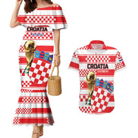 Custom World Football Croatia 2026 Couples Matching Mermaid Dress and Hawaiian Shirt Vatreni Hrabar Broj - Wonder Print Shop
