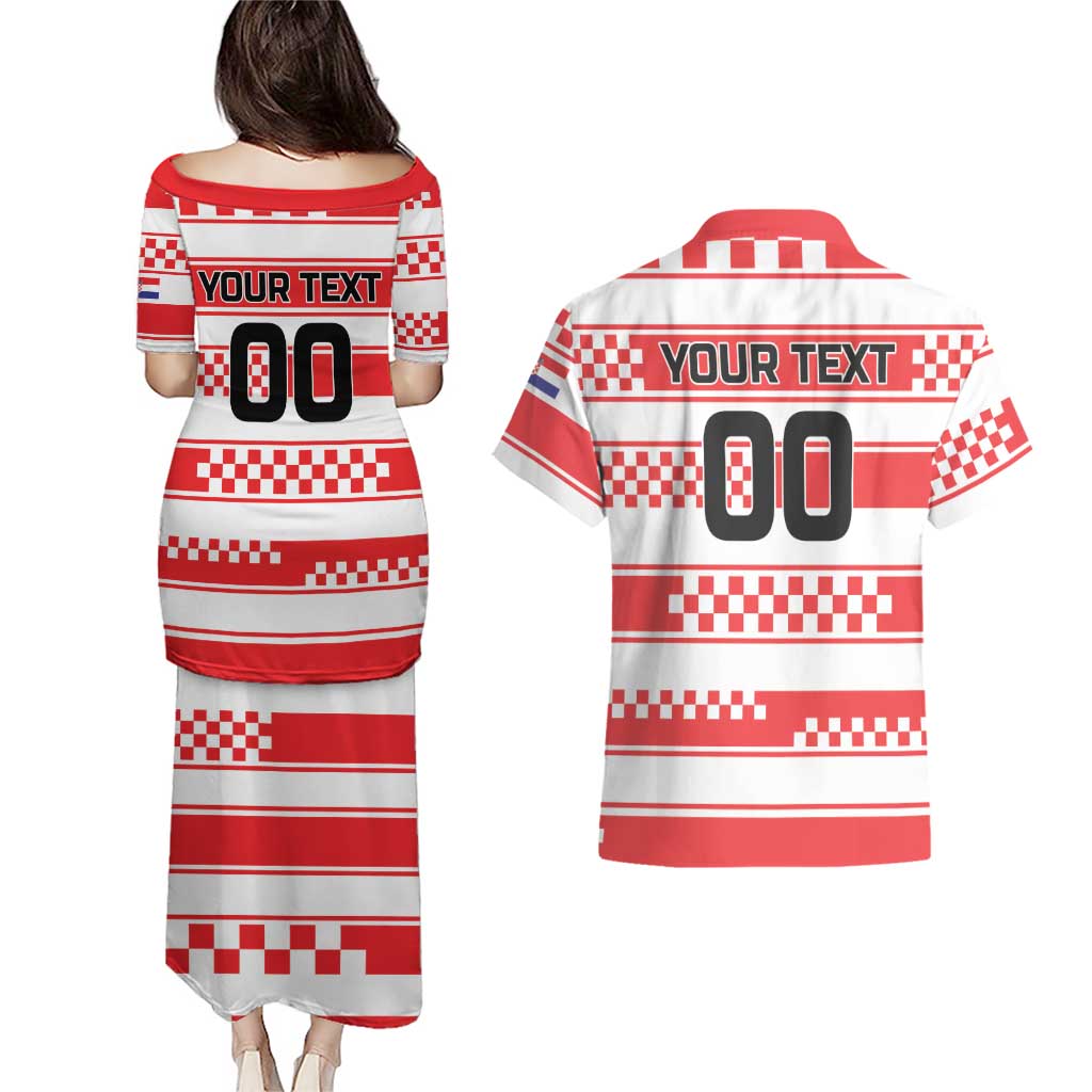 Custom World Football Croatia 2026 Couples Matching Puletasi and Hawaiian Shirt Vatreni Hrabar Broj - Wonder Print Shop