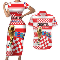 Custom World Football Croatia 2026 Couples Matching Short Sleeve Bodycon Dress and Hawaiian Shirt Vatreni Hrabar Broj - Wonder Print Shop
