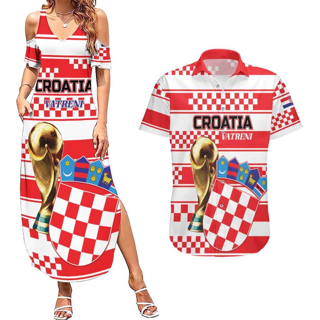 Custom World Football Croatia 2026 Couples Matching Summer Maxi Dress and Hawaiian Shirt Vatreni Hrabar Broj - Wonder Print Shop
