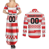Custom World Football Croatia 2026 Couples Matching Summer Maxi Dress and Long Sleeve Button Shirt Vatreni Hrabar Broj - Wonder Print Shop