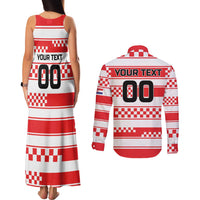 Custom World Football Croatia 2026 Couples Matching Tank Maxi Dress and Long Sleeve Button Shirt Vatreni Hrabar Broj - Wonder Print Shop