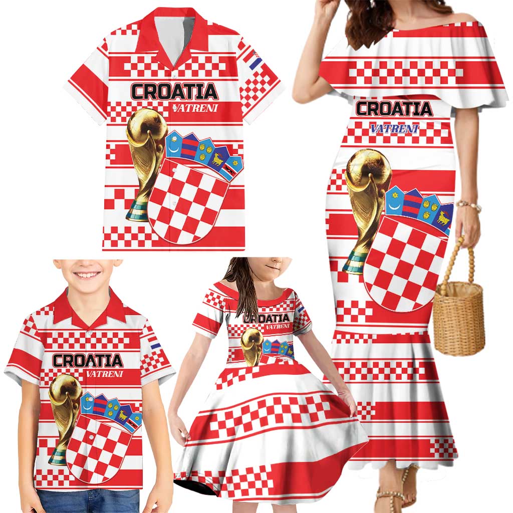 Custom World Football Croatia 2026 Family Matching Mermaid Dress and Hawaiian Shirt Vatreni Hrabar Broj - Wonder Print Shop
