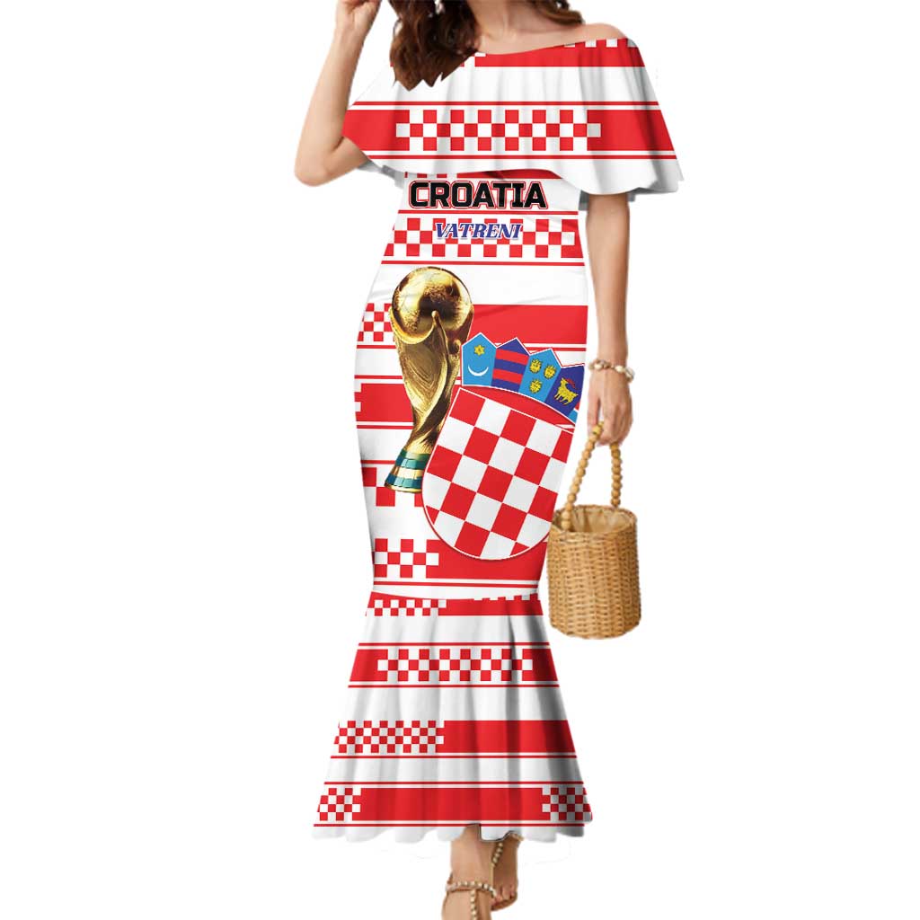Custom World Football Croatia 2026 Family Matching Mermaid Dress and Hawaiian Shirt Vatreni Hrabar Broj - Wonder Print Shop