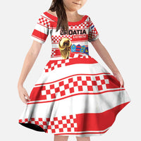 Custom World Football Croatia 2026 Family Matching Off The Shoulder Long Sleeve Dress and Hawaiian Shirt Vatreni Hrabar Broj - Wonder Print Shop