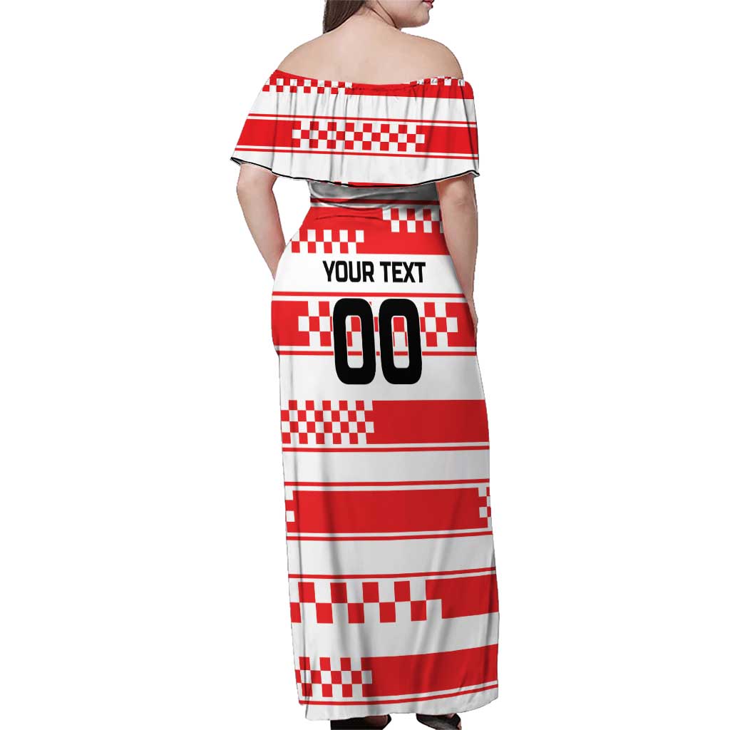 Custom World Football Croatia 2026 Family Matching Off Shoulder Maxi Dress and Hawaiian Shirt Vatreni Hrabar Broj - Wonder Print Shop