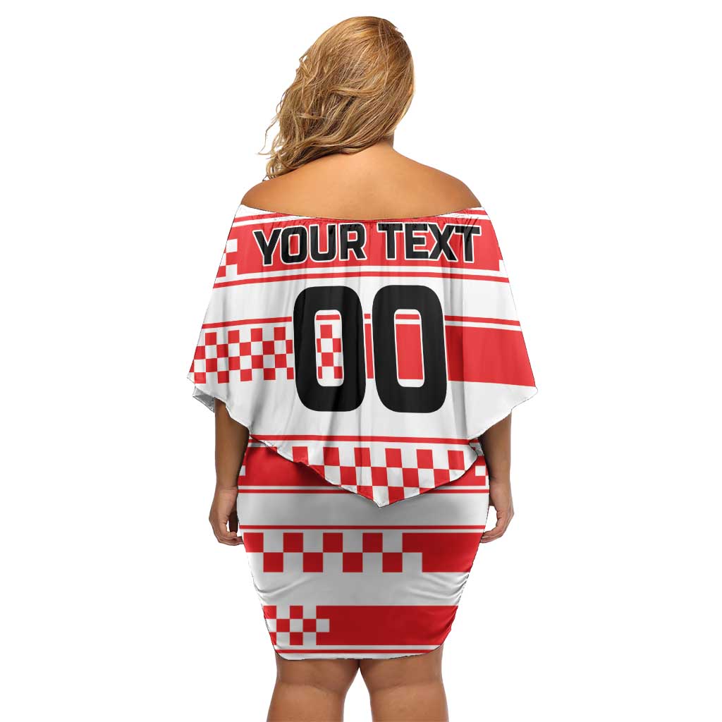 Custom World Football Croatia 2026 Family Matching Off Shoulder Short Dress and Hawaiian Shirt Vatreni Hrabar Broj - Wonder Print Shop