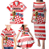 Custom World Football Croatia 2026 Family Matching Puletasi and Hawaiian Shirt Vatreni Hrabar Broj - Wonder Print Shop