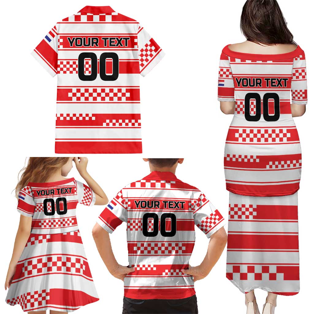 Custom World Football Croatia 2026 Family Matching Puletasi and Hawaiian Shirt Vatreni Hrabar Broj - Wonder Print Shop