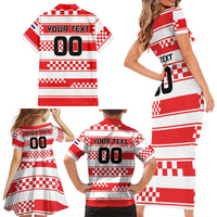 Custom World Football Croatia 2026 Family Matching Short Sleeve Bodycon Dress and Hawaiian Shirt Vatreni Hrabar Broj - Wonder Print Shop