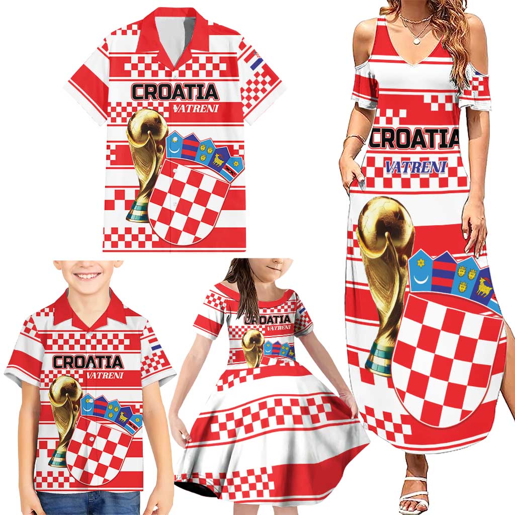 Custom World Football Croatia 2026 Family Matching Summer Maxi Dress and Hawaiian Shirt Vatreni Hrabar Broj - Wonder Print Shop