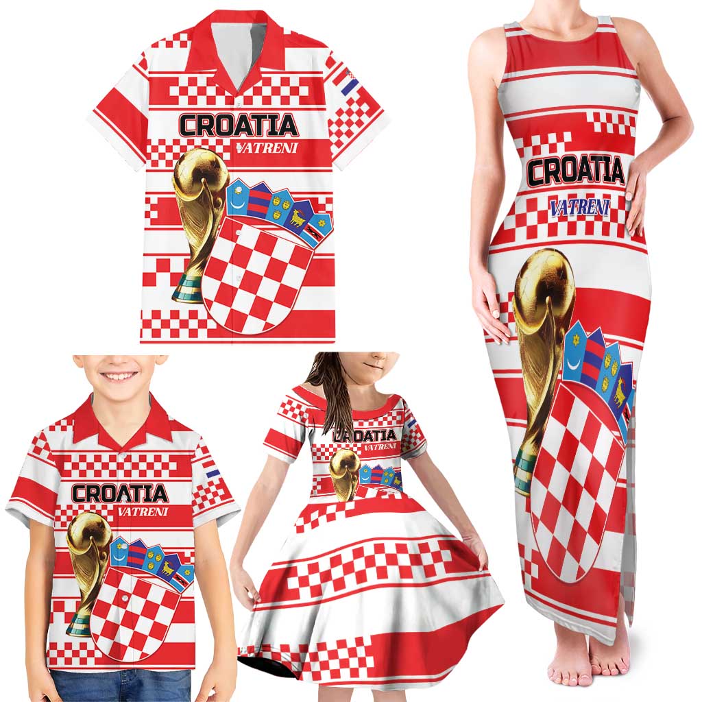 Custom World Football Croatia 2026 Family Matching Tank Maxi Dress and Hawaiian Shirt Vatreni Hrabar Broj - Wonder Print Shop