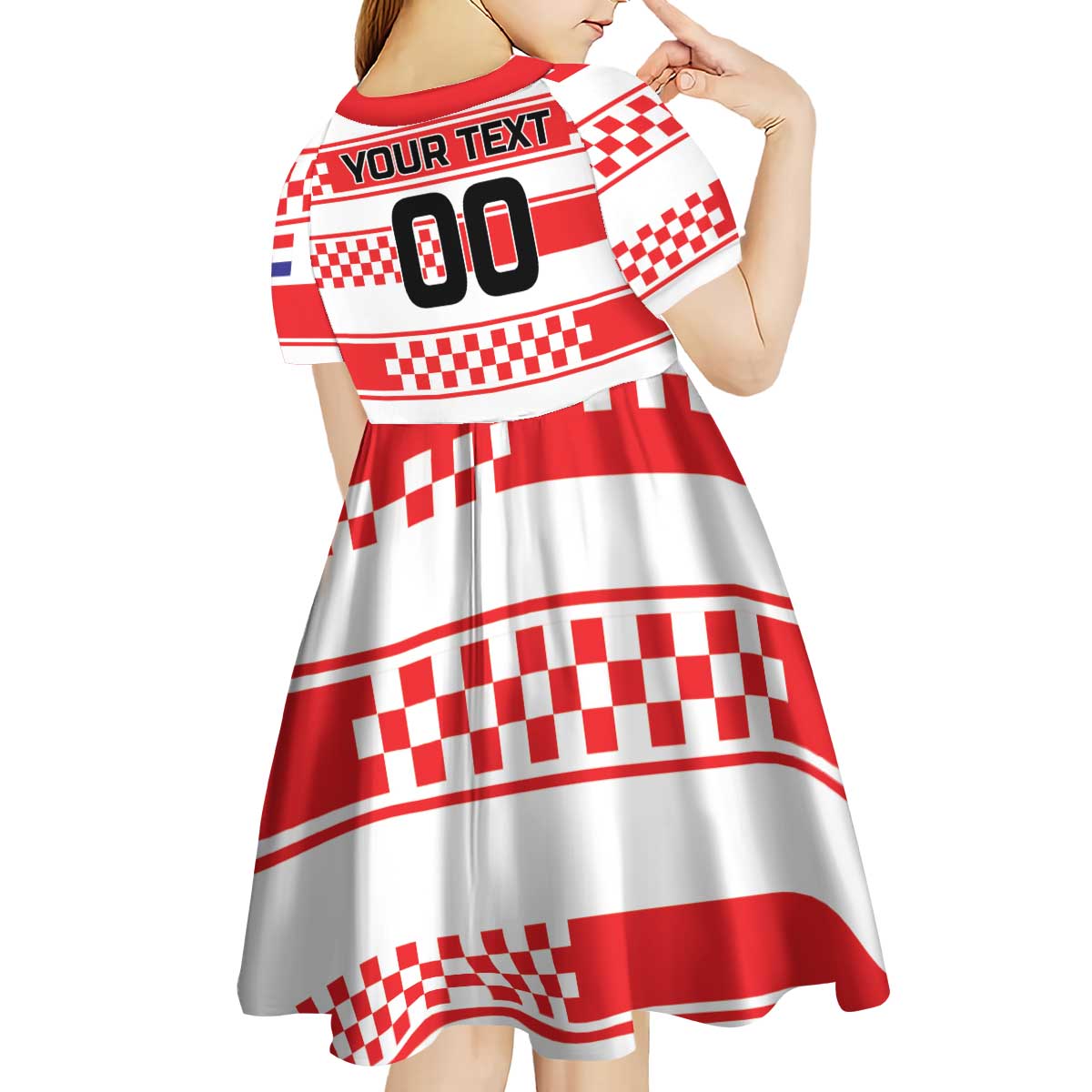 Custom World Football Croatia 2026 Kid Short Sleeve Dress Vatreni Hrabar Broj - Wonder Print Shop