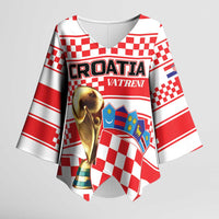 Custom World Football Croatia 2026 Kimono Sleeve Blouse Vatreni Hrabar Broj - Wonder Print Shop