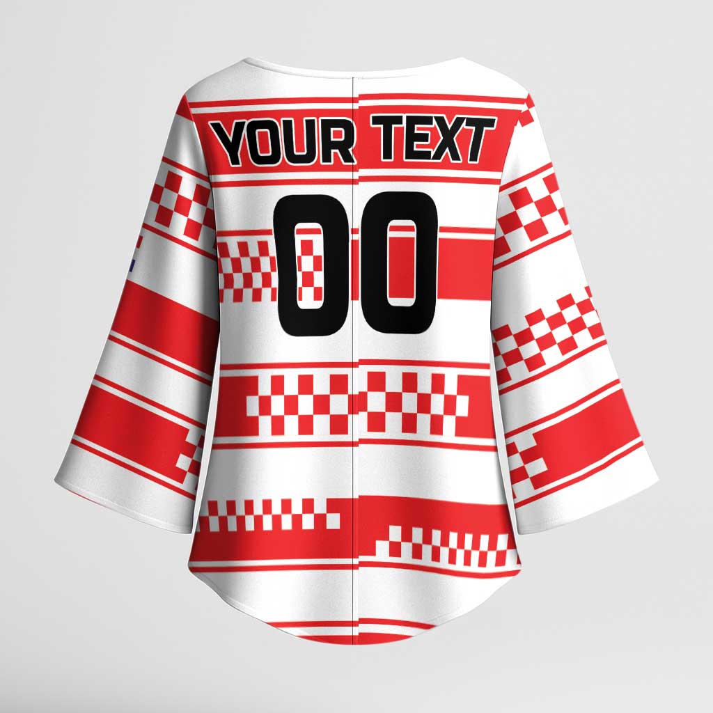 Custom World Football Croatia 2026 Kimono Sleeve Blouse Vatreni Hrabar Broj - Wonder Print Shop