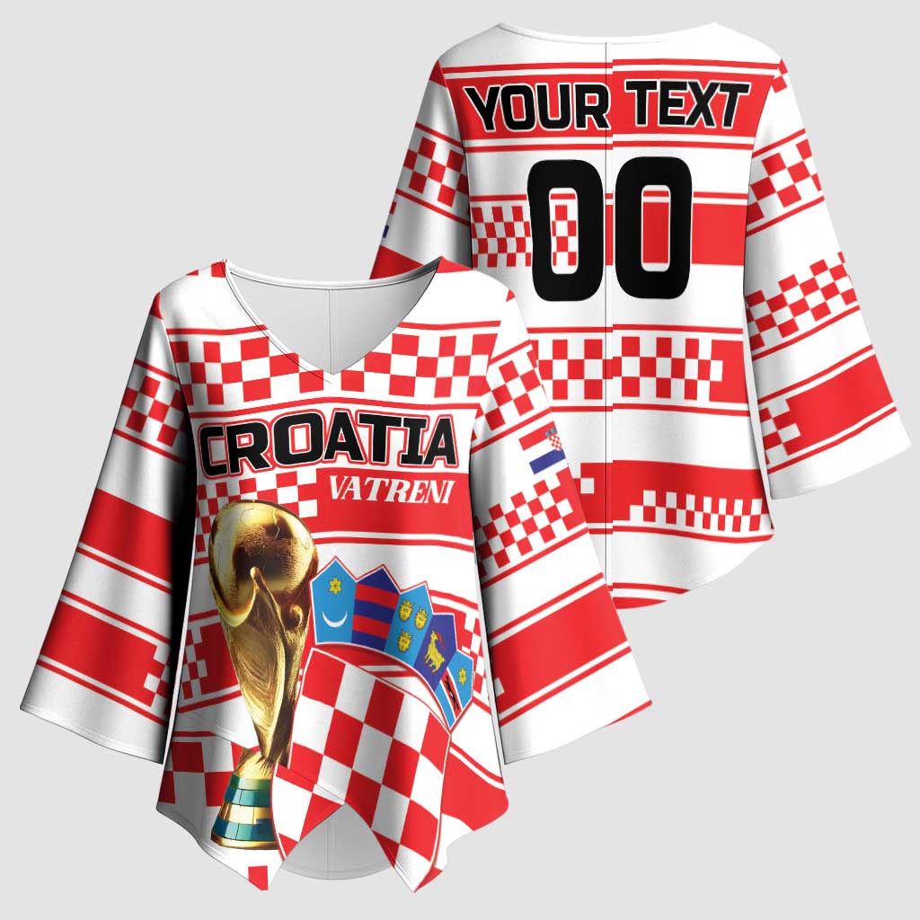 Custom World Football Croatia 2026 Kimono Sleeve Blouse Vatreni Hrabar Broj - Wonder Print Shop