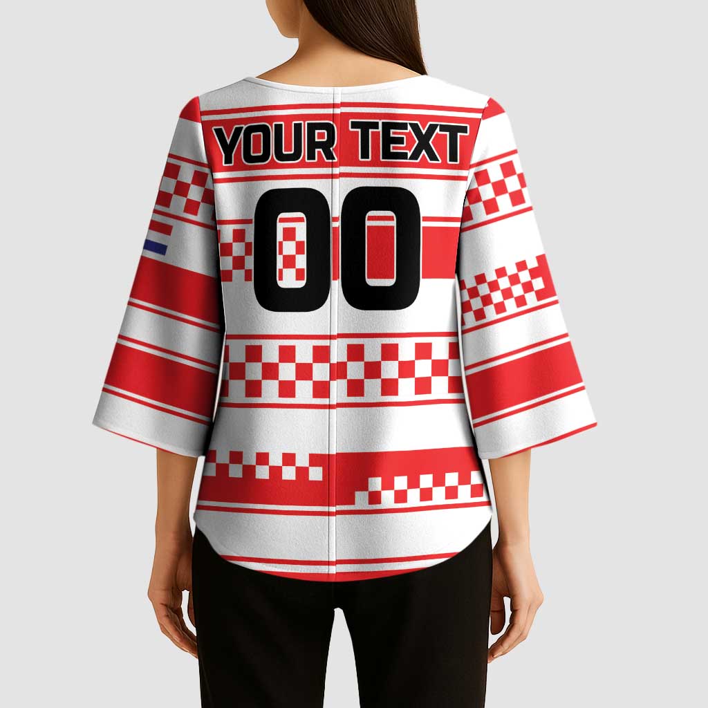 Custom World Football Croatia 2026 Kimono Sleeve Blouse Vatreni Hrabar Broj - Wonder Print Shop