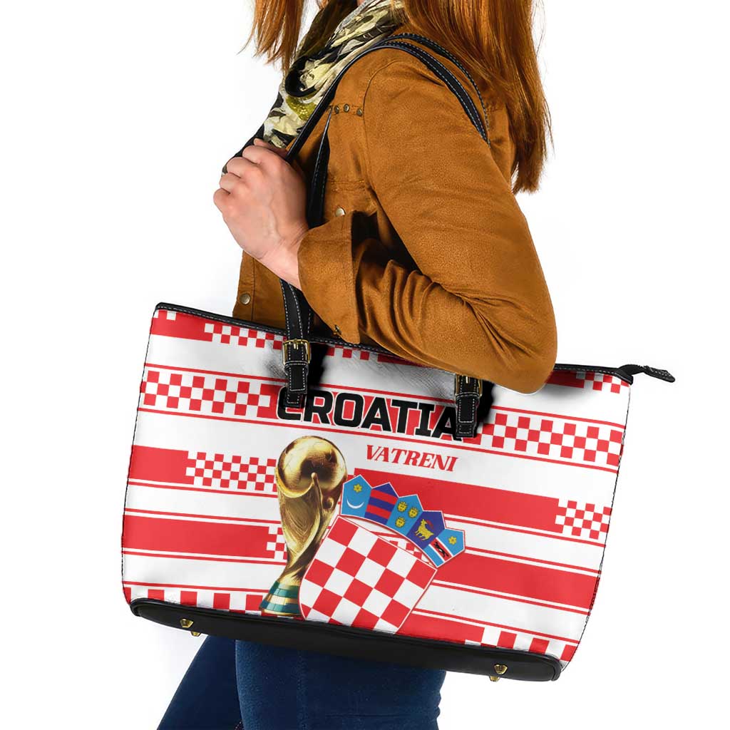 World Football Croatia 2026 Leather Tote Bag Vatreni Hrabar Broj - Wonder Print Shop
