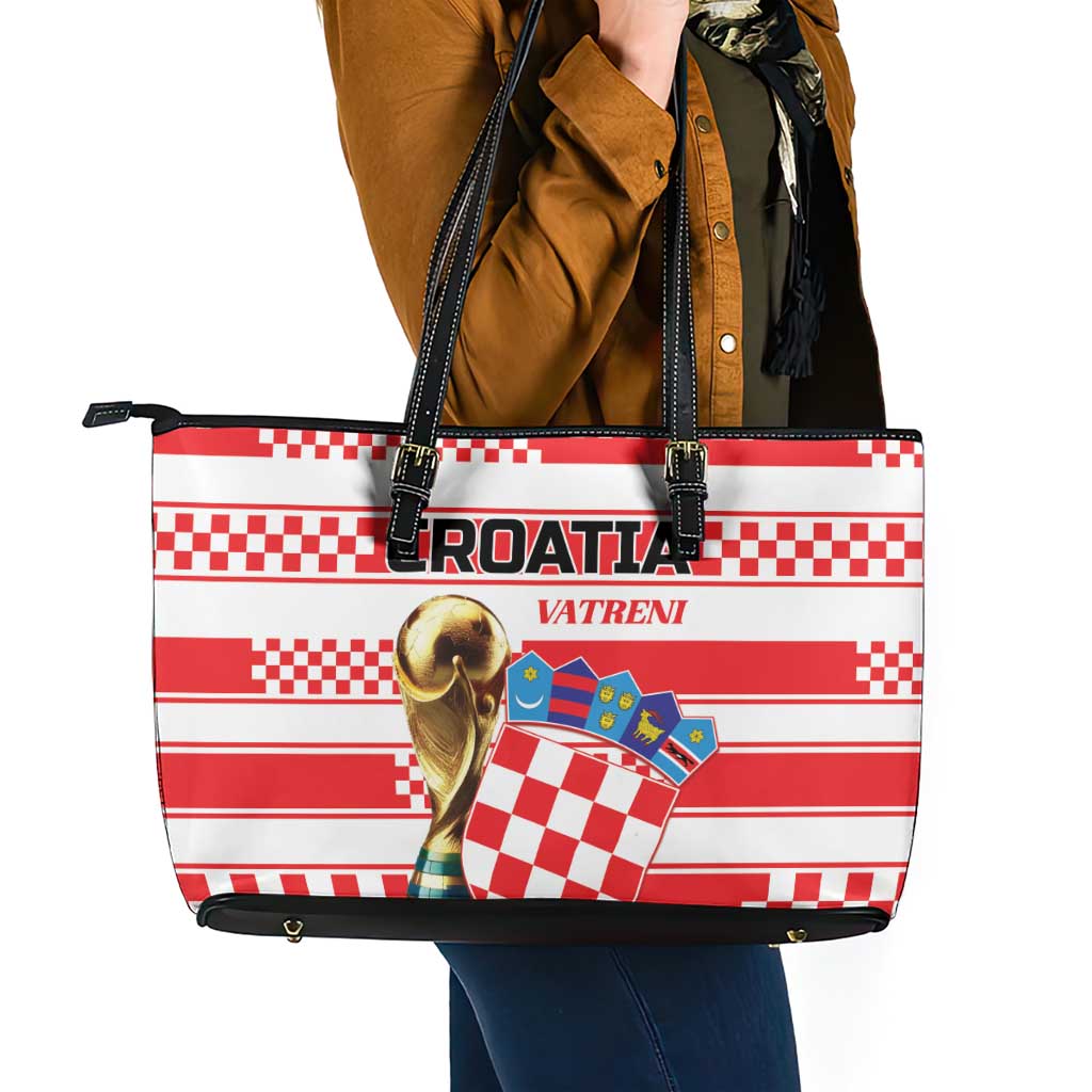 World Football Croatia 2026 Leather Tote Bag Vatreni Hrabar Broj - Wonder Print Shop