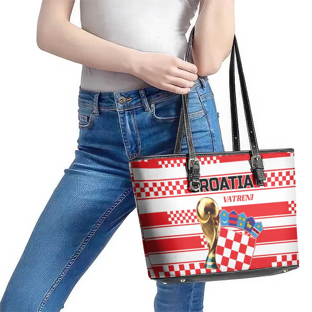 World Football Croatia 2026 Leather Tote Bag Vatreni Hrabar Broj - Wonder Print Shop