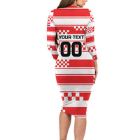 Custom World Football Croatia 2026 Long Sleeve Bodycon Dress Vatreni Hrabar Broj - Wonder Print Shop