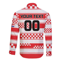 Custom World Football Croatia 2026 Long Sleeve Button Shirt Vatreni Hrabar Broj - Wonder Print Shop