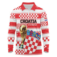 Custom World Football Croatia 2026 Long Sleeve Polo Shirt Vatreni Hrabar Broj - Wonder Print Shop