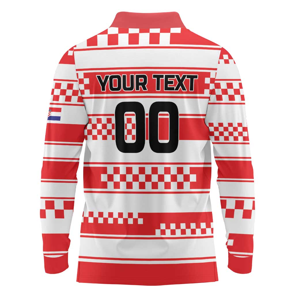 Custom World Football Croatia 2026 Long Sleeve Polo Shirt Vatreni Hrabar Broj - Wonder Print Shop