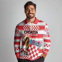 Custom World Football Croatia 2026 Long Sleeve Polo Shirt Vatreni Hrabar Broj - Wonder Print Shop