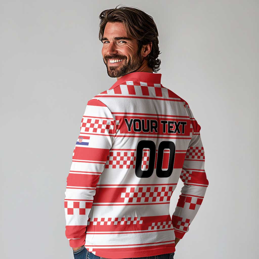 Custom World Football Croatia 2026 Long Sleeve Polo Shirt Vatreni Hrabar Broj - Wonder Print Shop
