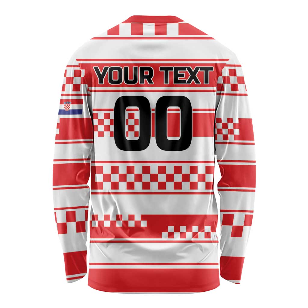 Custom World Football Croatia 2026 Long Sleeve Shirt Vatreni Hrabar Broj - Wonder Print Shop