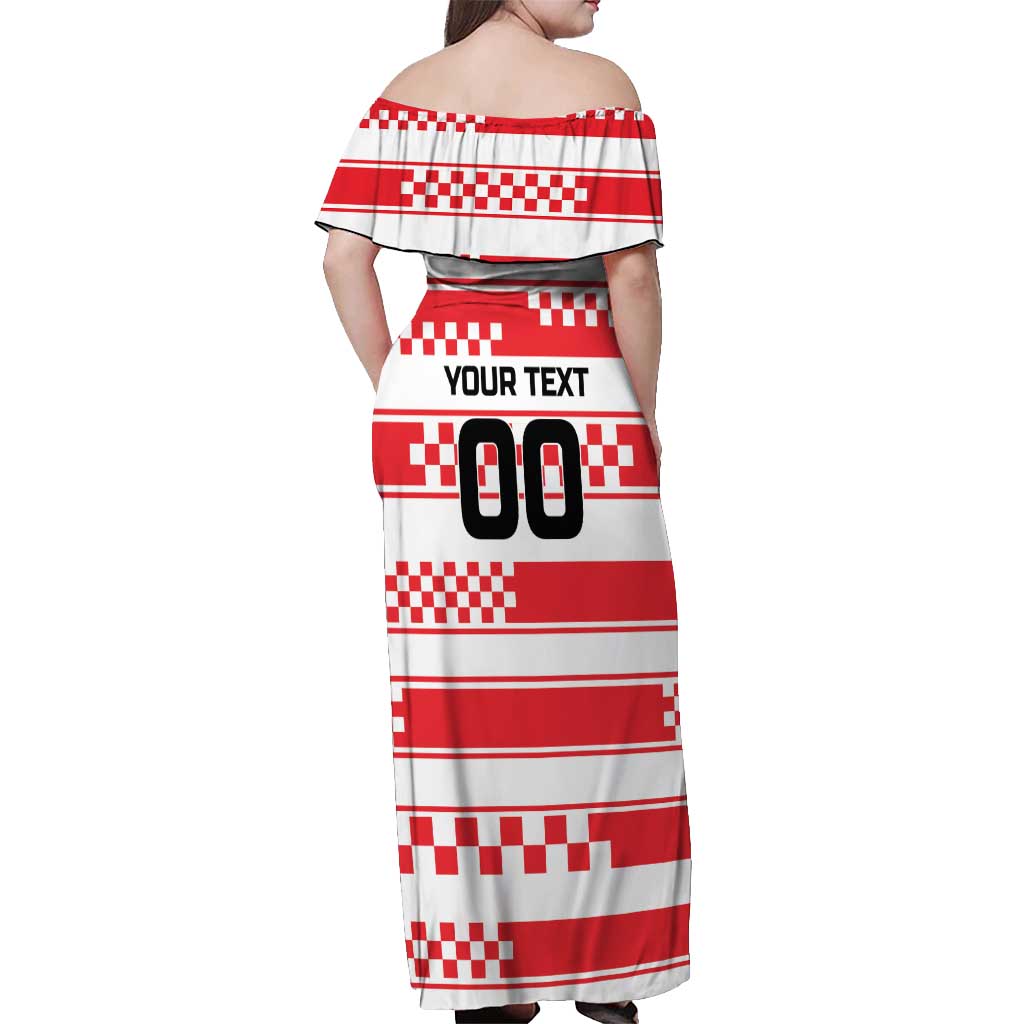 Custom World Football Croatia 2026 Off Shoulder Maxi Dress Vatreni Hrabar Broj - Wonder Print Shop