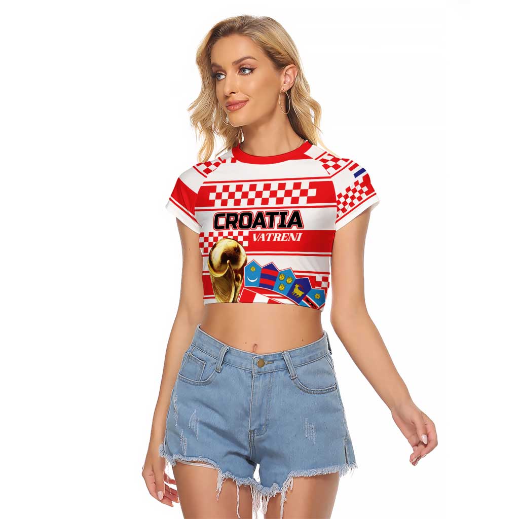 Custom World Football Croatia 2026 Raglan Cropped T Shirt Vatreni Hrabar Broj - Wonder Print Shop