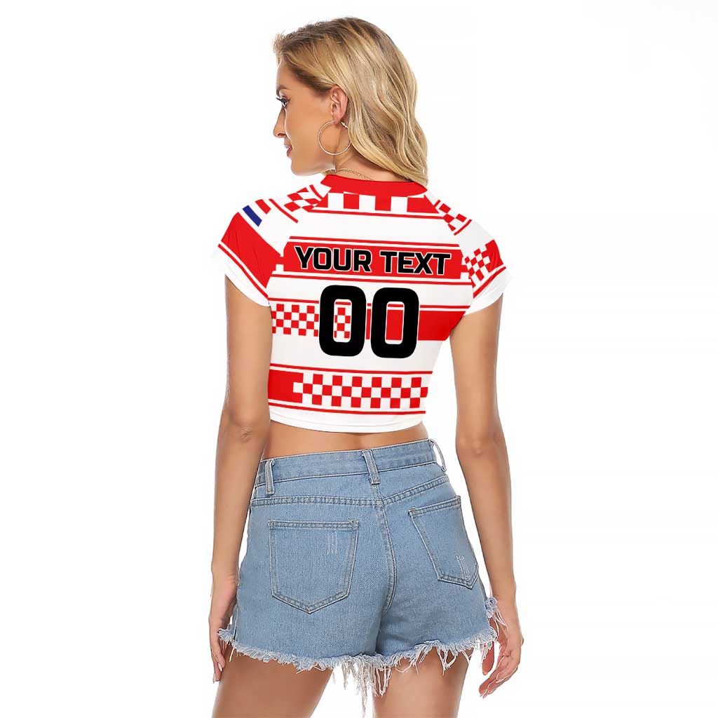 Custom World Football Croatia 2026 Raglan Cropped T Shirt Vatreni Hrabar Broj - Wonder Print Shop