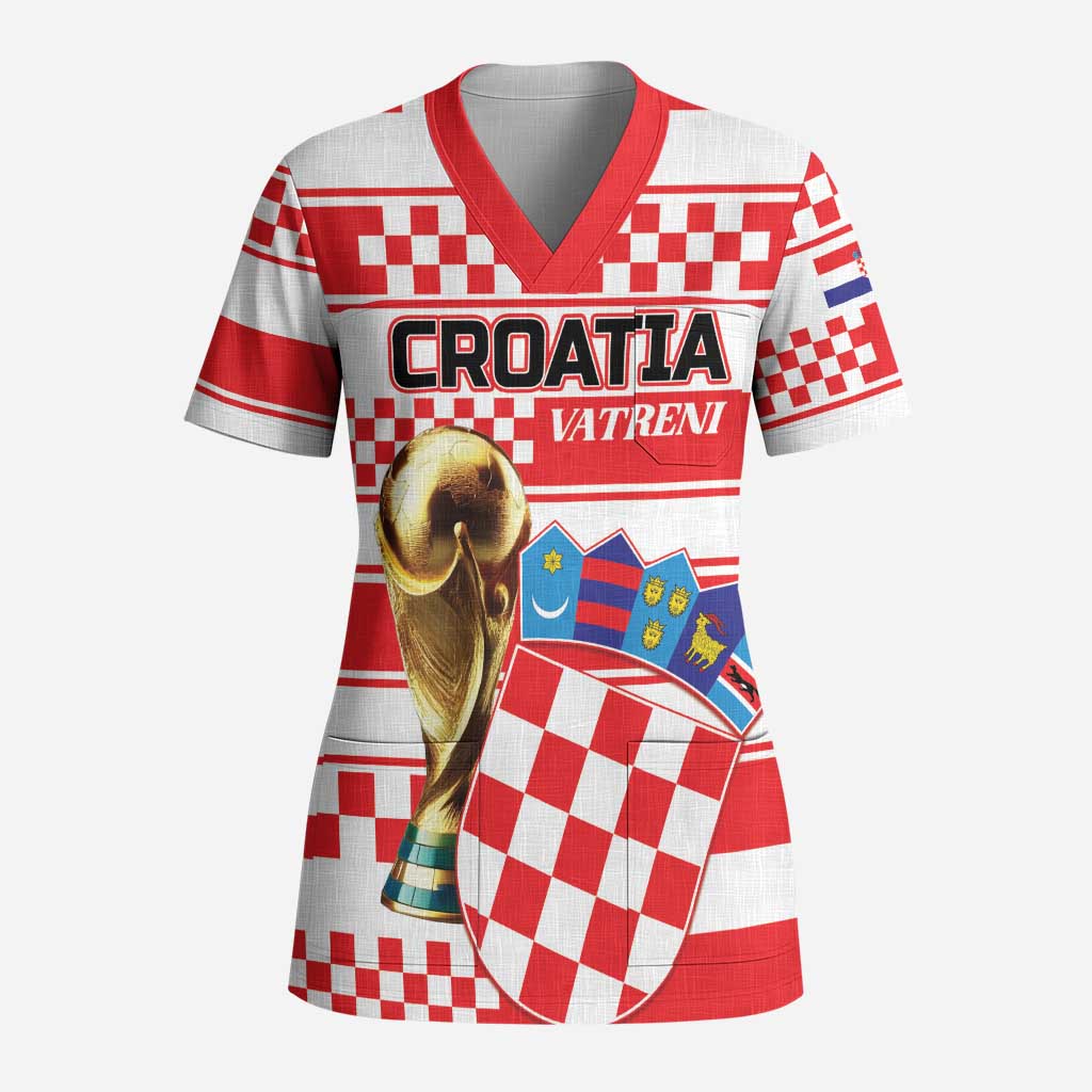 Custom World Football Croatia 2026 Scrub Top Vatreni Hrabar Broj - Wonder Print Shop