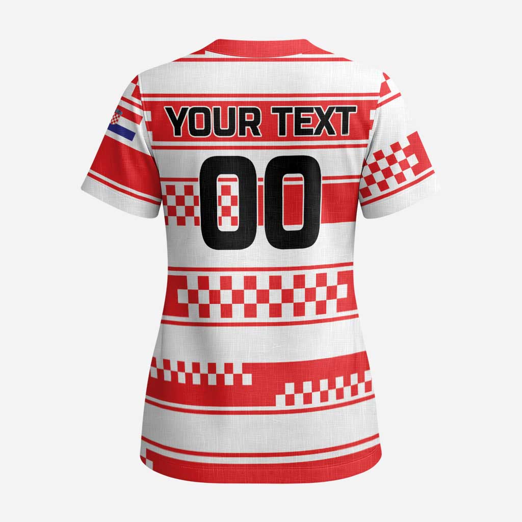 Custom World Football Croatia 2026 Scrub Top Vatreni Hrabar Broj - Wonder Print Shop