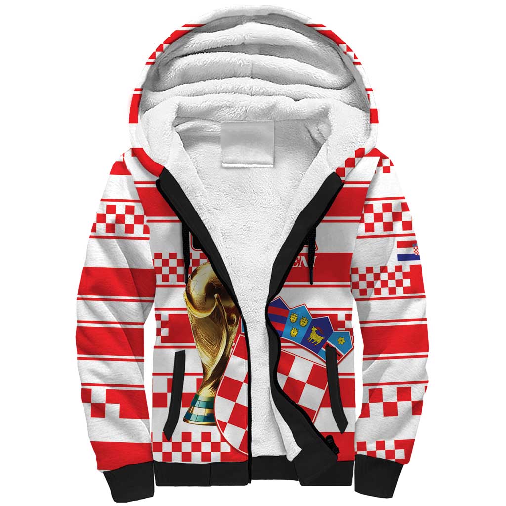 Custom World Football Croatia 2026 Sherpa Hoodie Vatreni Hrabar Broj - Wonder Print Shop