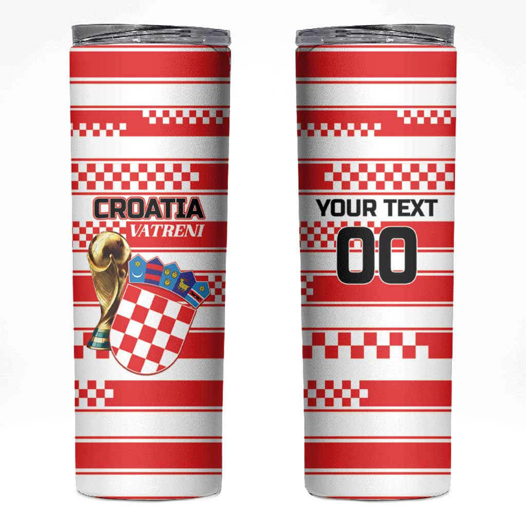 Custom World Football Croatia 2026 Skinny Tumbler Vatreni Hrabar Broj - Wonder Print Shop